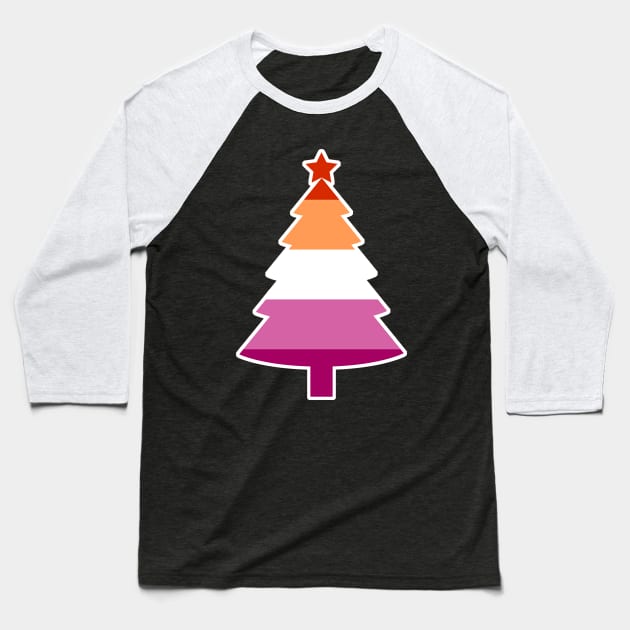 Christmas Tree LGBT Flag Lesbian PRIDE Baseball T-Shirt by aaallsmiles